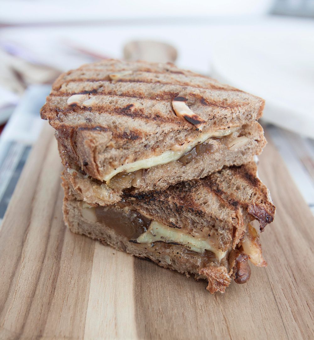 Food Makes Me Happy Grilled Rye Bread Sandwich with Peanut Butter, Fig